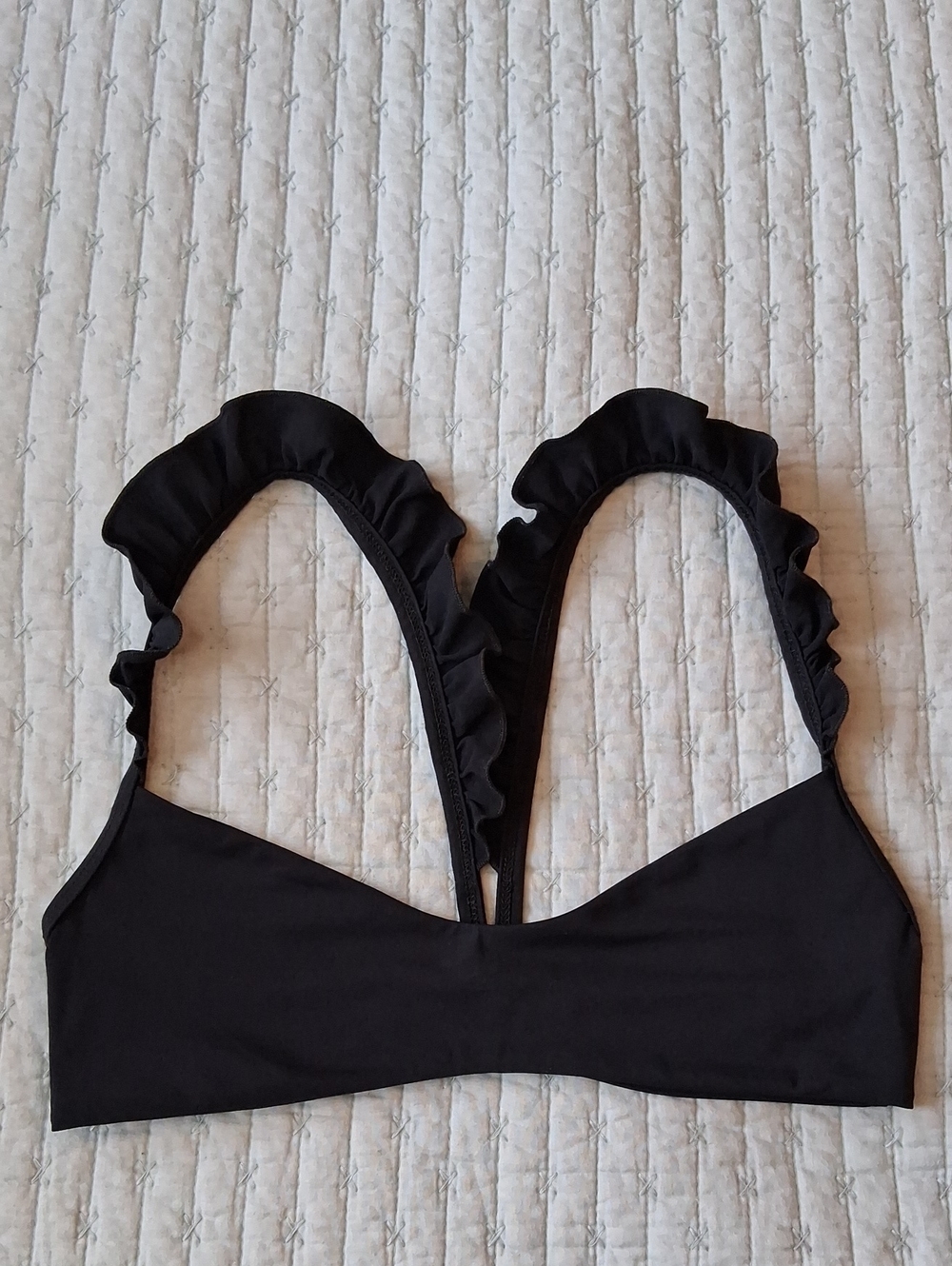 Boys + Arrows Black Ruffle Strap Bikini Bralette